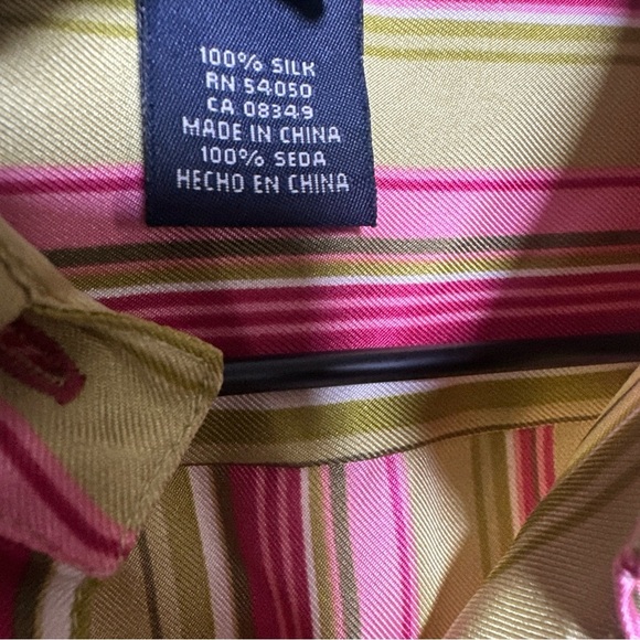 Jones New York Signature Multicolor Striped 100% Silk Size Small Office Preppy - Picture 11 of 14